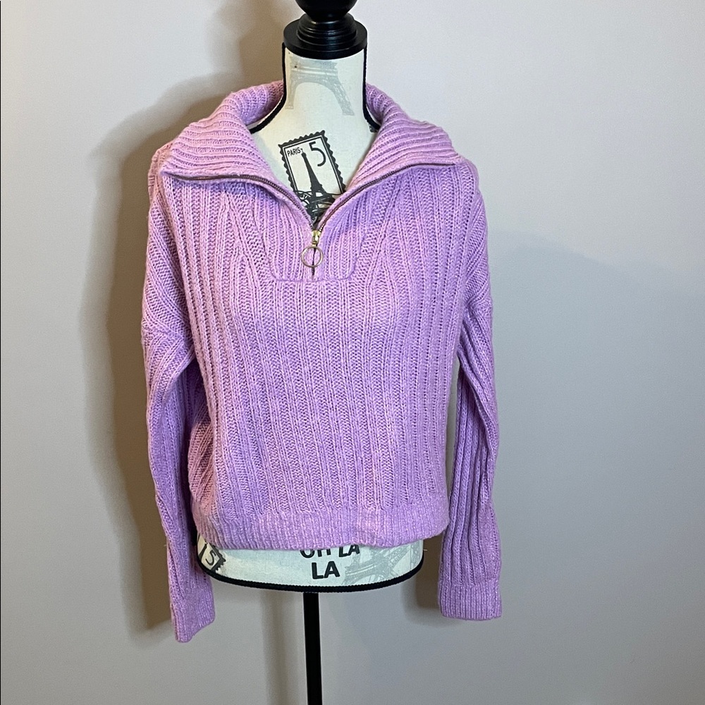 En Thread Cropped Quarter-Zip Sweater